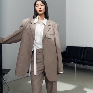 CHICJOC Women Timeless Oversized the-row style cashmere blazer size 38 in taupe